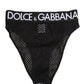 Dolce & Gabbana Black Cotton Mesh High Brief Panty Underwear
