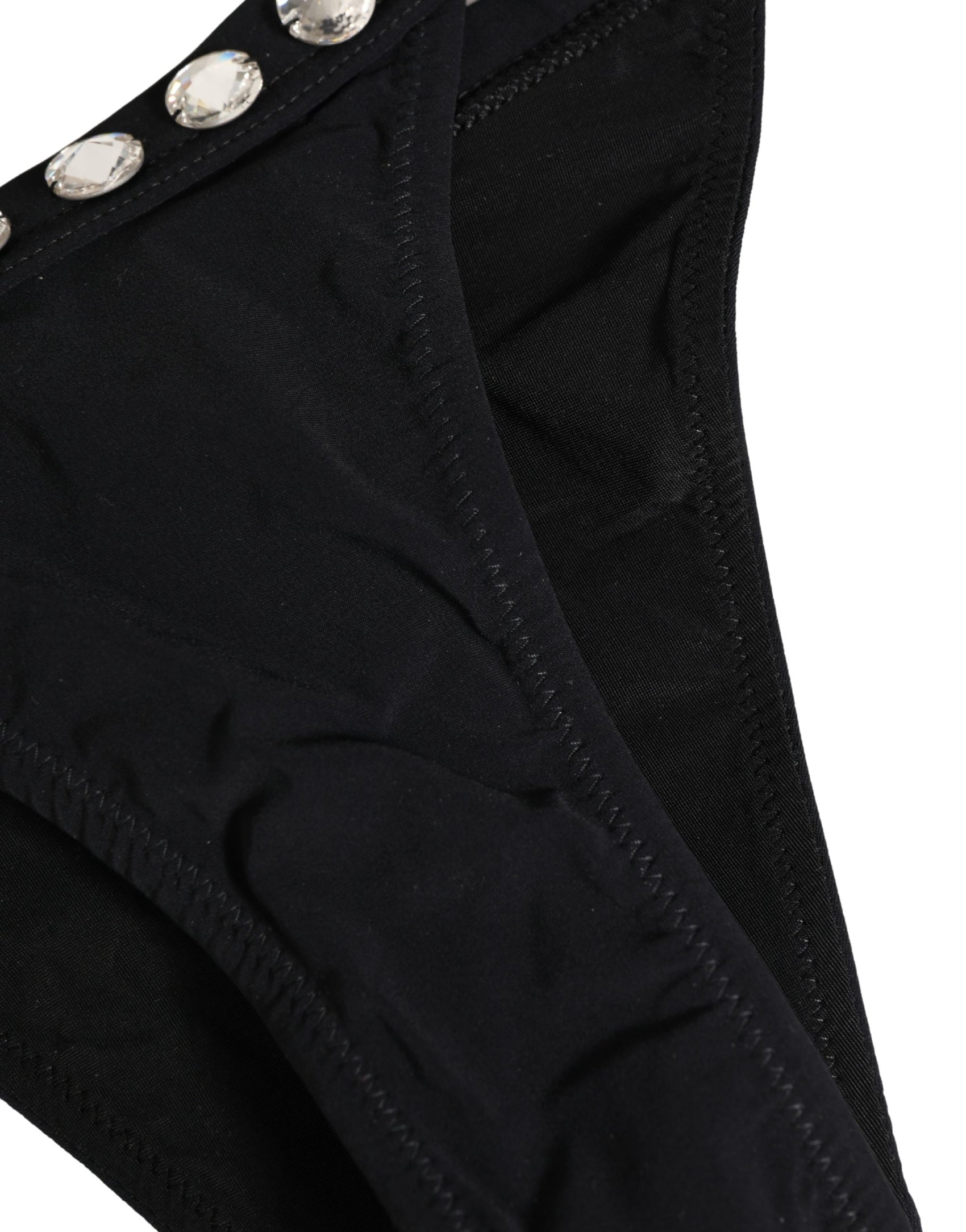 Dolce & Gabbana Black Crystal Embellished Bikini Bottom Swimwear
