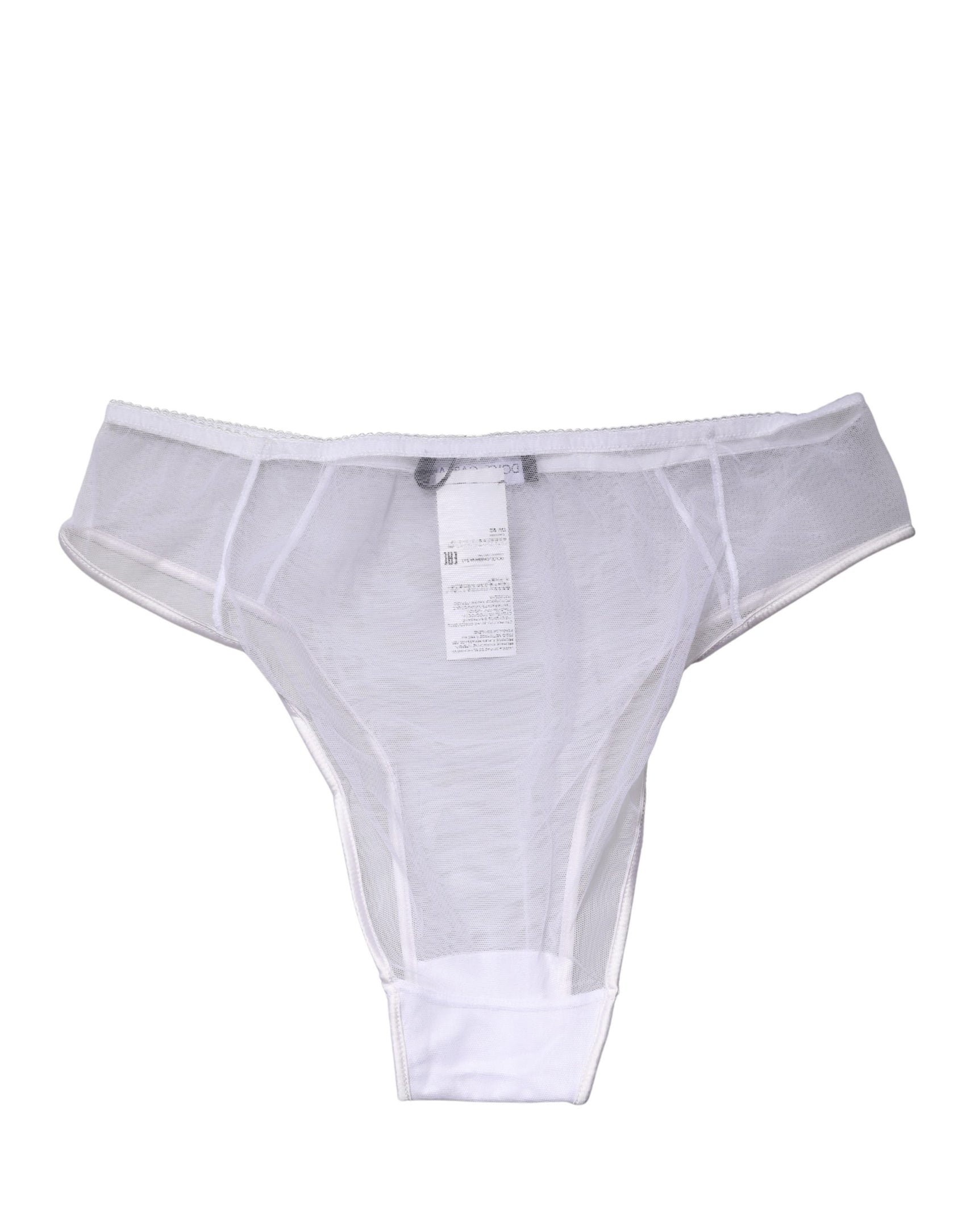 Dolce & Gabbana White Sheer Silk Stretch High Brief Underwear