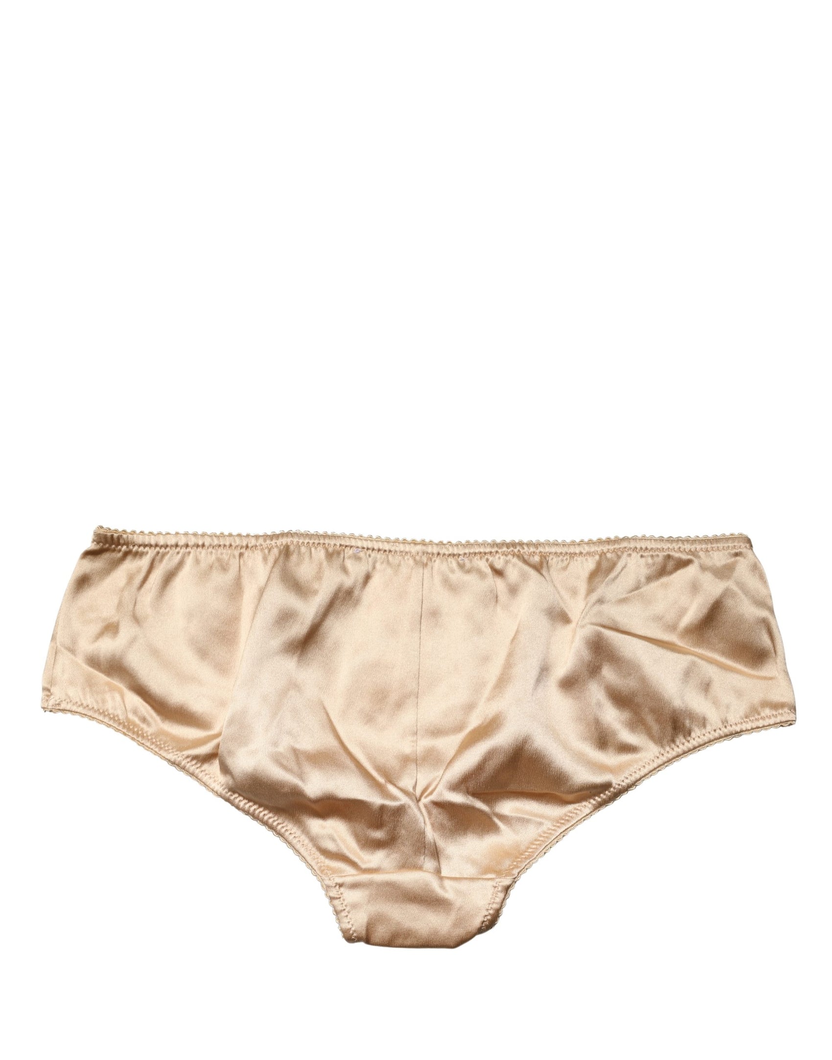 Dolce & Gabbana Beige Silk Stretch Mid Waist Brief Panty Underwear