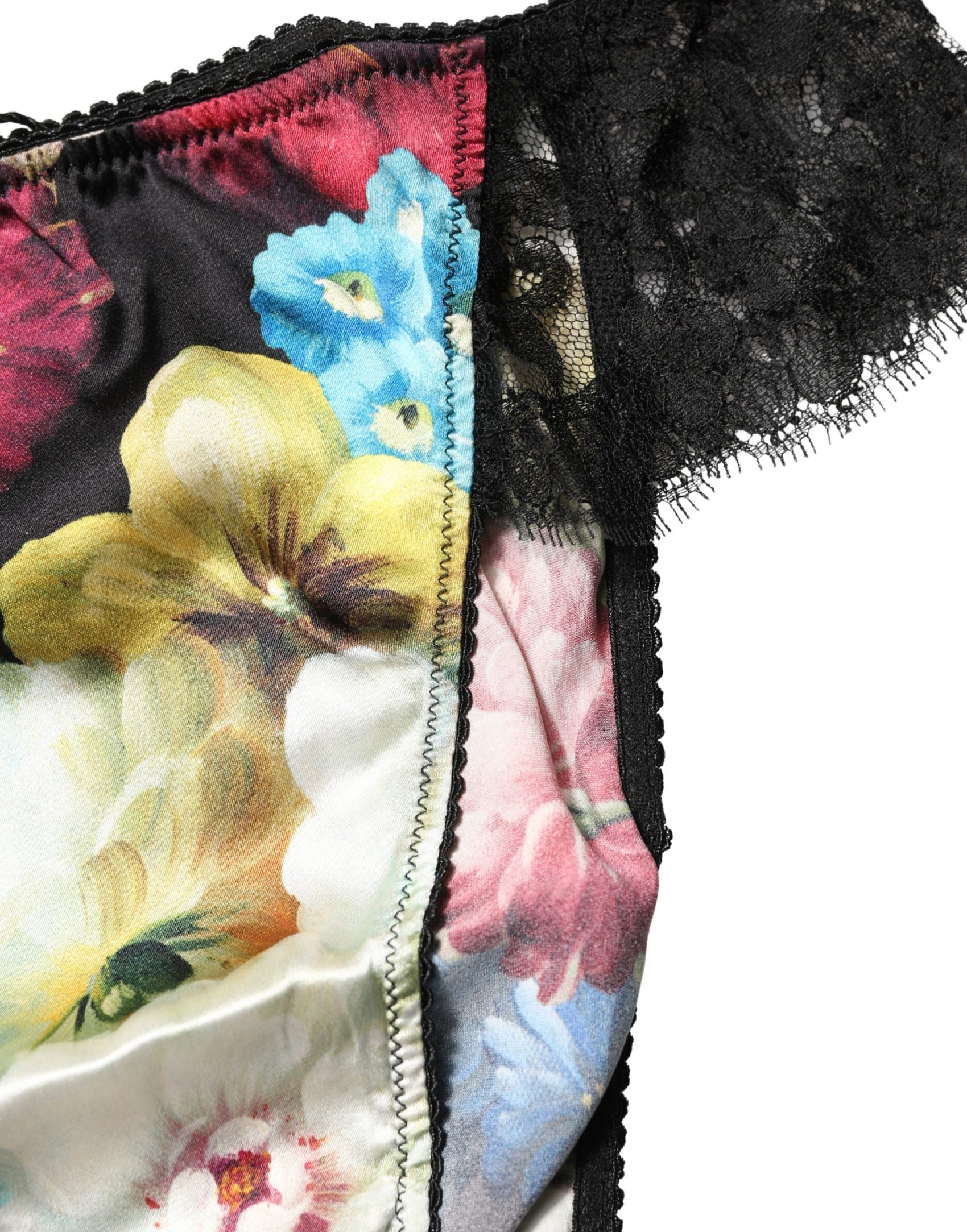 Dolce & Gabbana Black Floral Lace Mid Waist Brief Panty Underwear