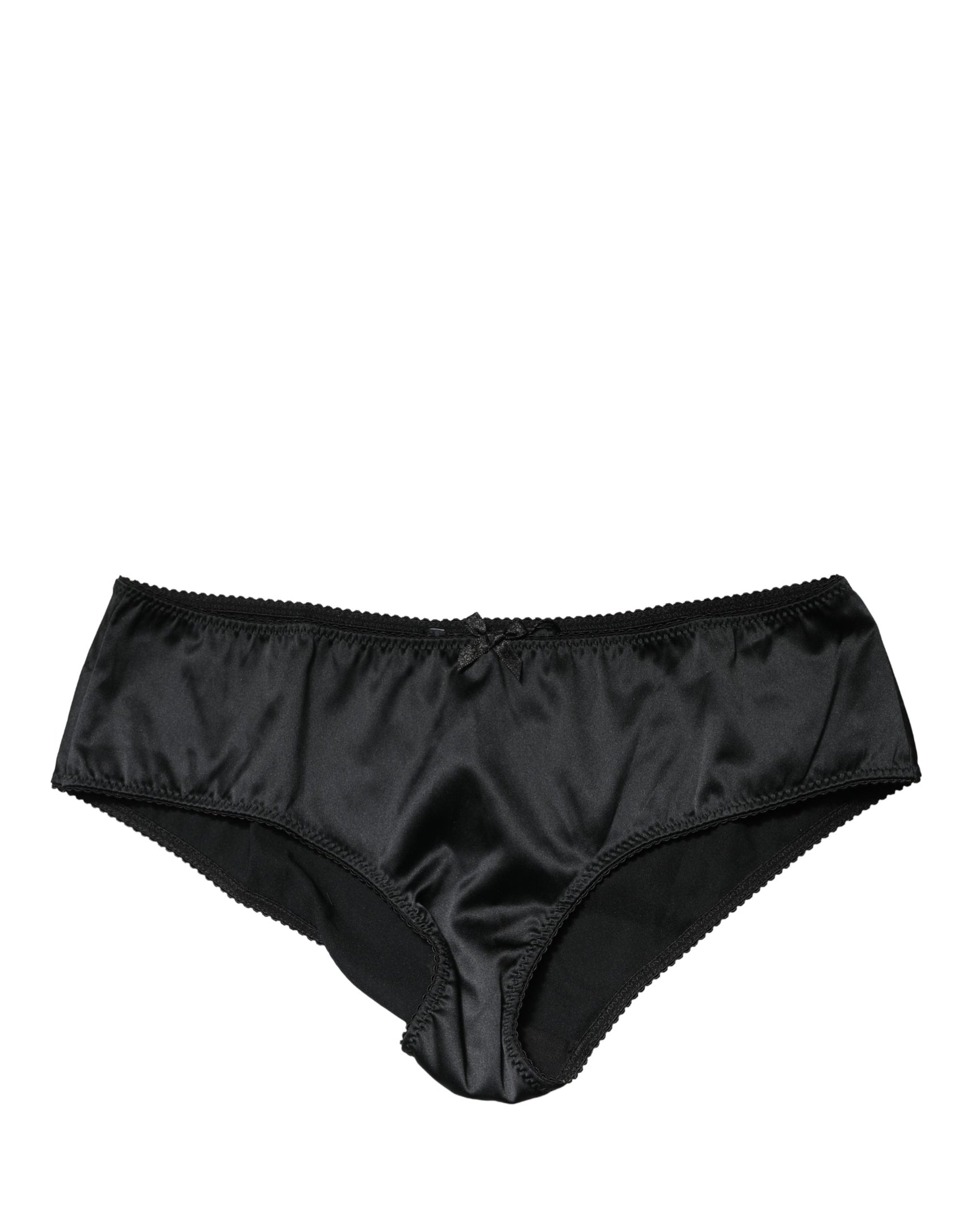 Dolce & Gabbana Black Silk Stretch Mid Waist Brief Panty Underwear