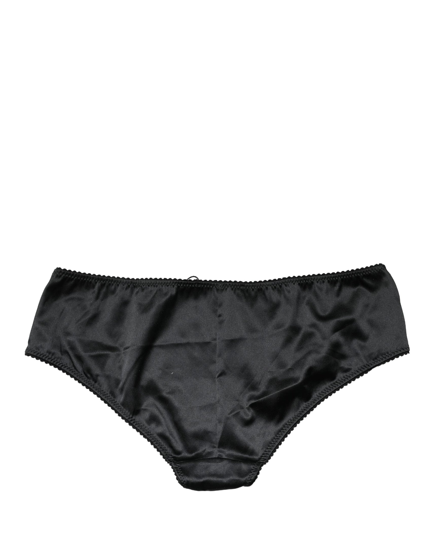 Dolce & Gabbana Black Silk Stretch Mid Waist Brief Panty Underwear