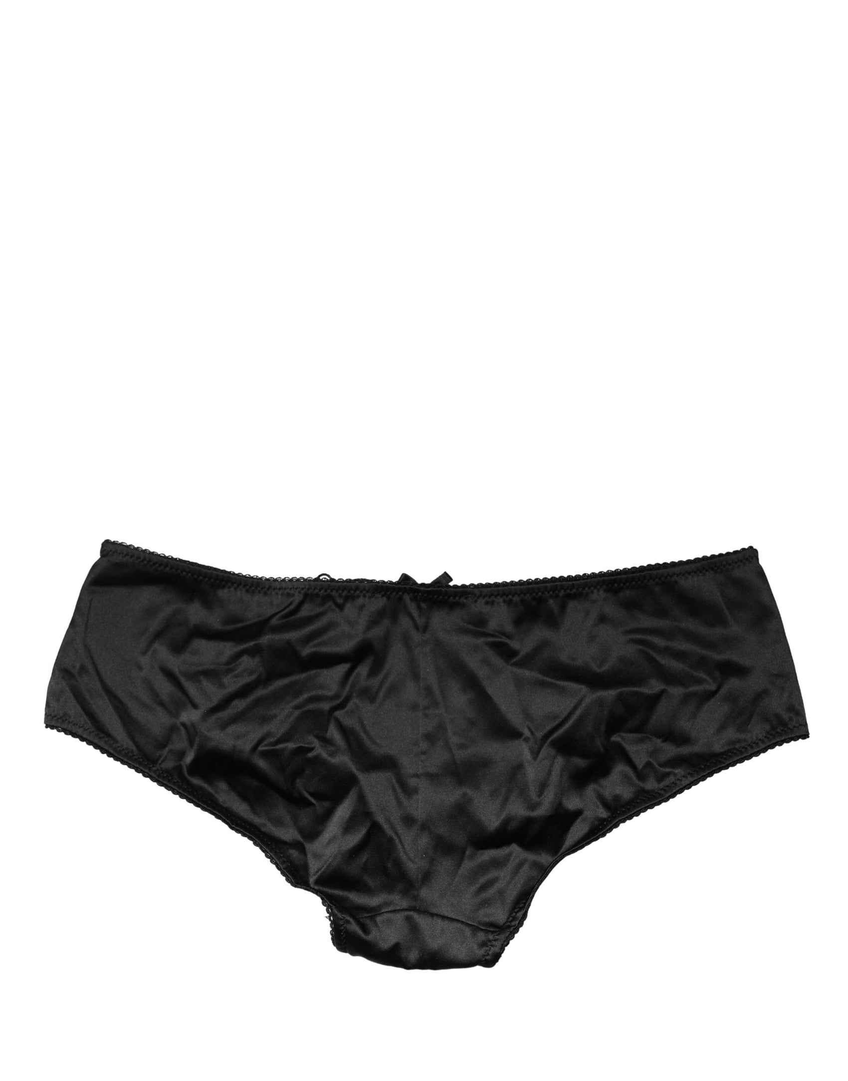 Dolce & Gabbana Black Silk Stretch Mid Waist Brief Panty Underwear