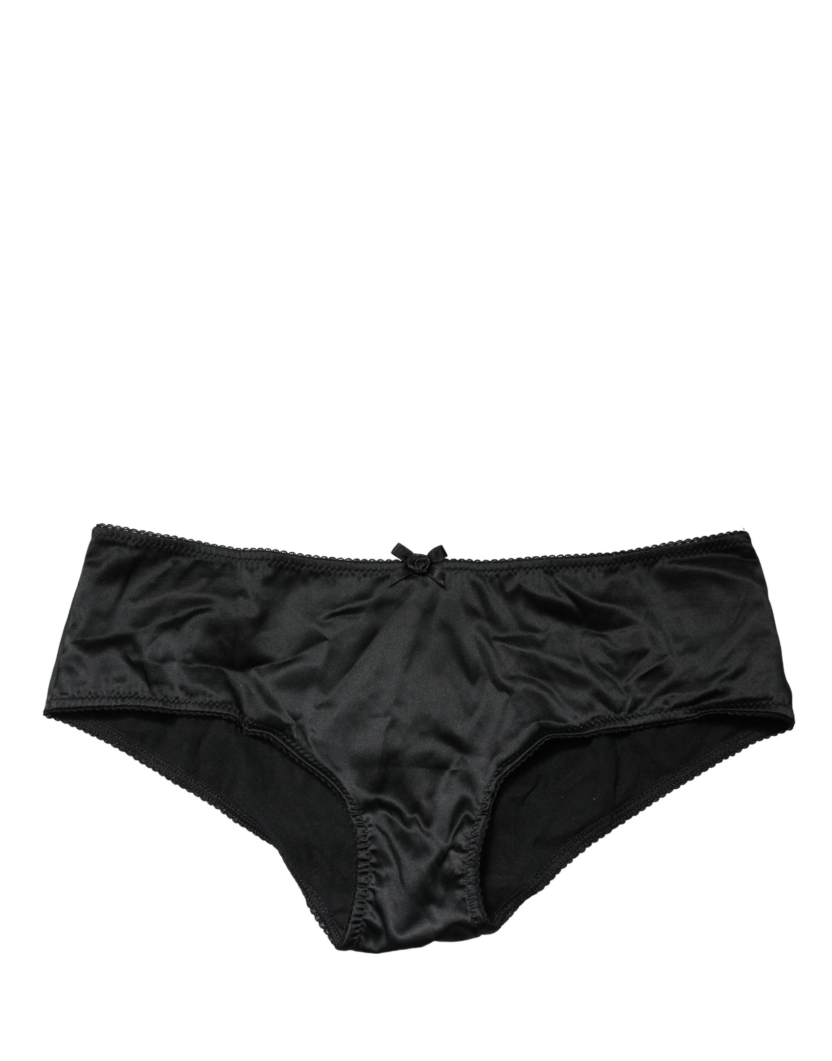 Dolce & Gabbana Black Silk Stretch Mid Waist Brief Panty Underwear