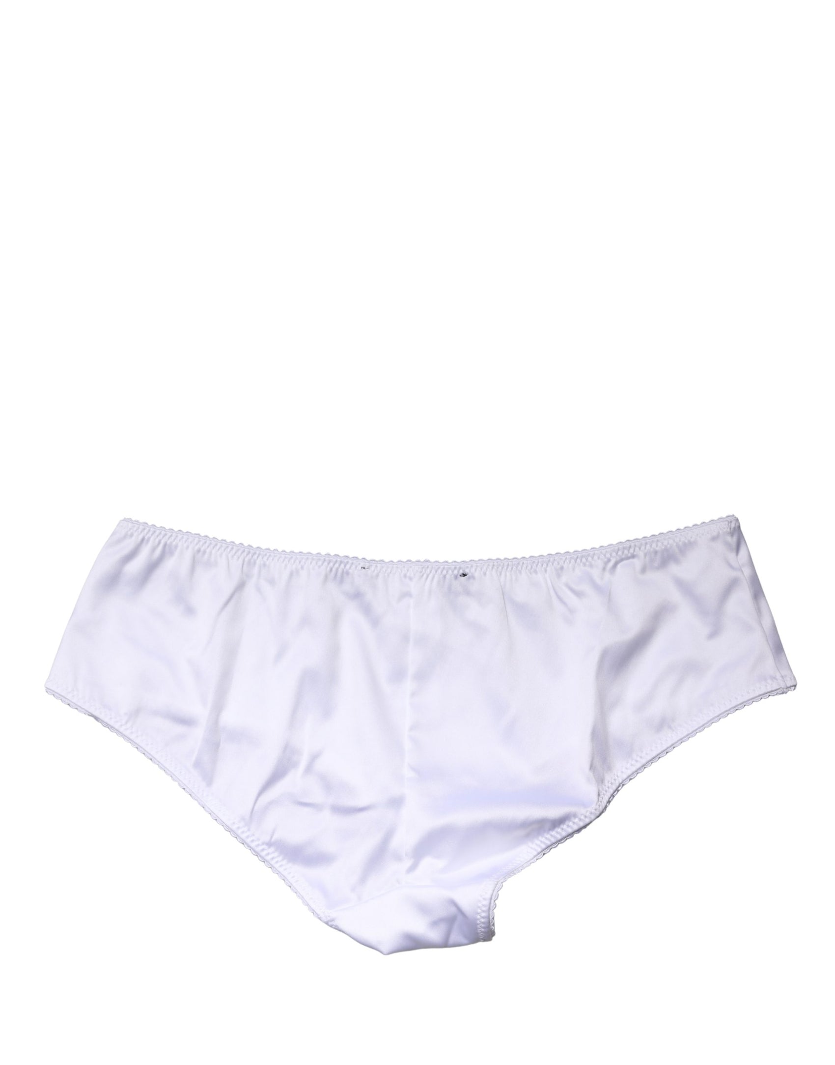 Dolce & Gabbana White Silk Stretch Mid Waist Brief Panty Underwear