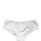 Dolce & Gabbana White Silk Stretch Mid Waist Brief Panty Underwear