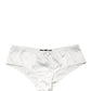 Dolce & Gabbana White Silk Stretch Mid Waist Brief Panty Underwear