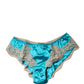Dolce & Gabbana Blue Silk Satin Floral Lace Panty Brief Underwear