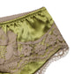 Dolce & Gabbana Underwear Green Silk Satin Floral Lace Panty Brief