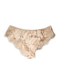 Dolce & Gabbana Beige Silk Satin Floral Lace Panty Brief Underwear