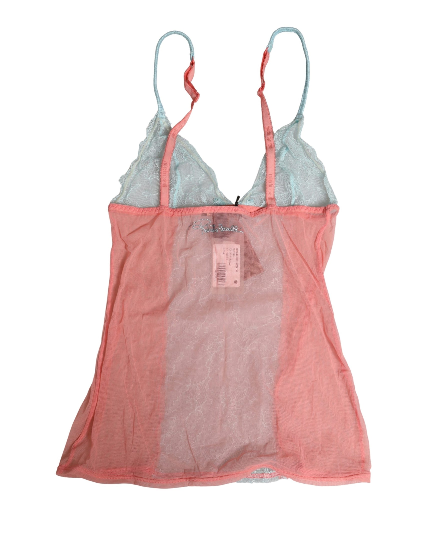 Roberto Cavalli Multicolor Sheer Lace Lingerie Chemise Top Underwear