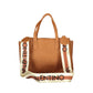 Mario Valentino Brown Polyurethane Women's Bag with Adjustable Shoulder Strap