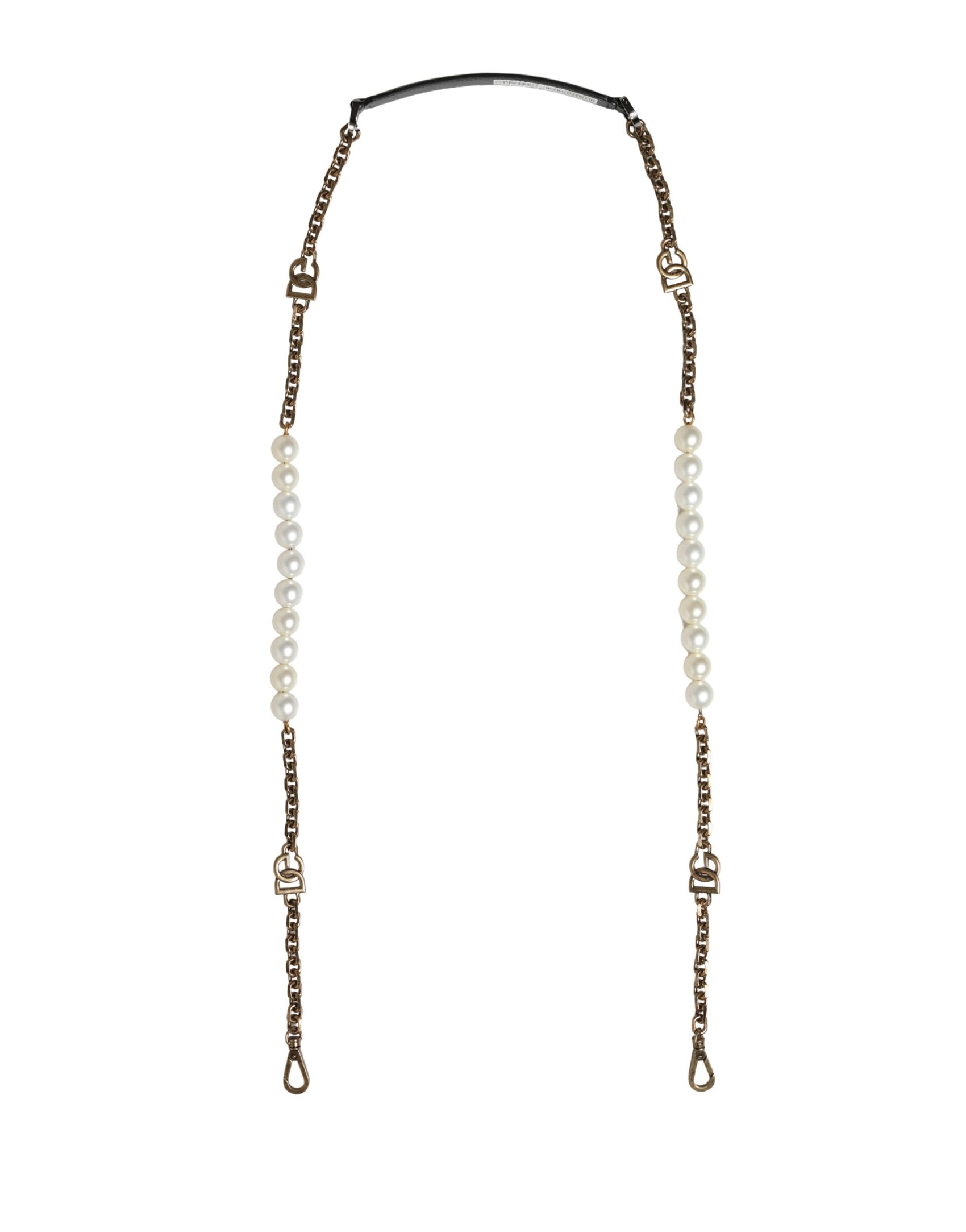 Dolce & Gabbana Black Leather Gold Chain Bag Accessory Shoulder Strap