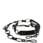 Dolce & Gabbana Black Leather Silver Chain Bag Accessory Shoulder Strap