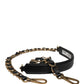 Dolce & Gabbana Black Leather Gold Chain Bag Accessory Shoulder Strap