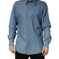 Dolce & Gabbana Blue Cotton Stretch Casual Denim Slim Shirt