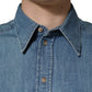 Dolce & Gabbana Blue Cotton Stretch Casual Denim Slim Shirt