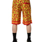 Dolce & Gabbana Yellow Red Cherry Print Silk Bermuda Shorts