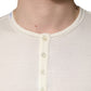 Dolce & Gabbana White Long Sleeves Henley Pullover Sweater