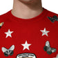 Dolce & Gabbana Multicolor Wool Butterfly Star Men Crew Neck Sweater