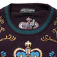 Dolce & Gabbana Bordeaux Cashmere Crown Embroidered Sweater