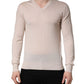 Dolce & Gabbana Beige Cashmere V-neck Men Pullover Sweater
