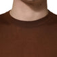 Dolce & Gabbana Brown Cashmere Men Crew Neck Pullover Sweater