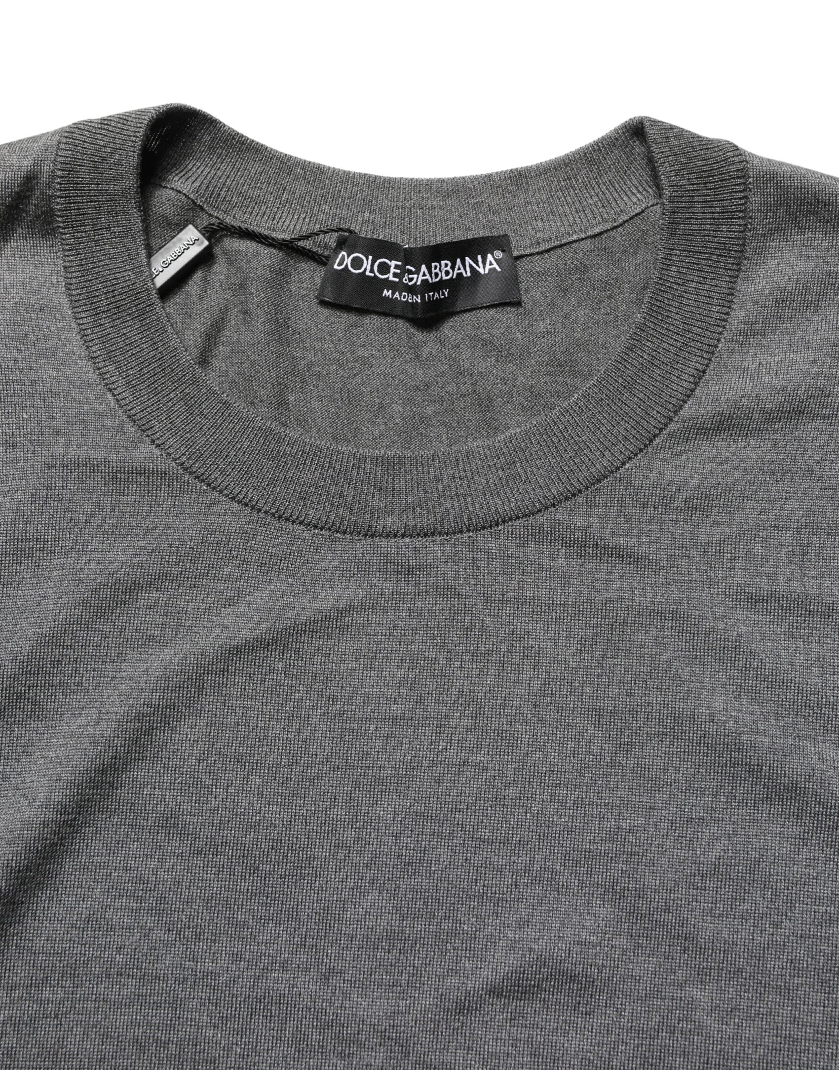 Dolce & Gabbana Gray Long Sleeves Crew Neck Pullover Sweater