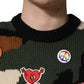 Dolce & Gabbana Multicolor Intarsia Knit Camouflage Pullover Sweater