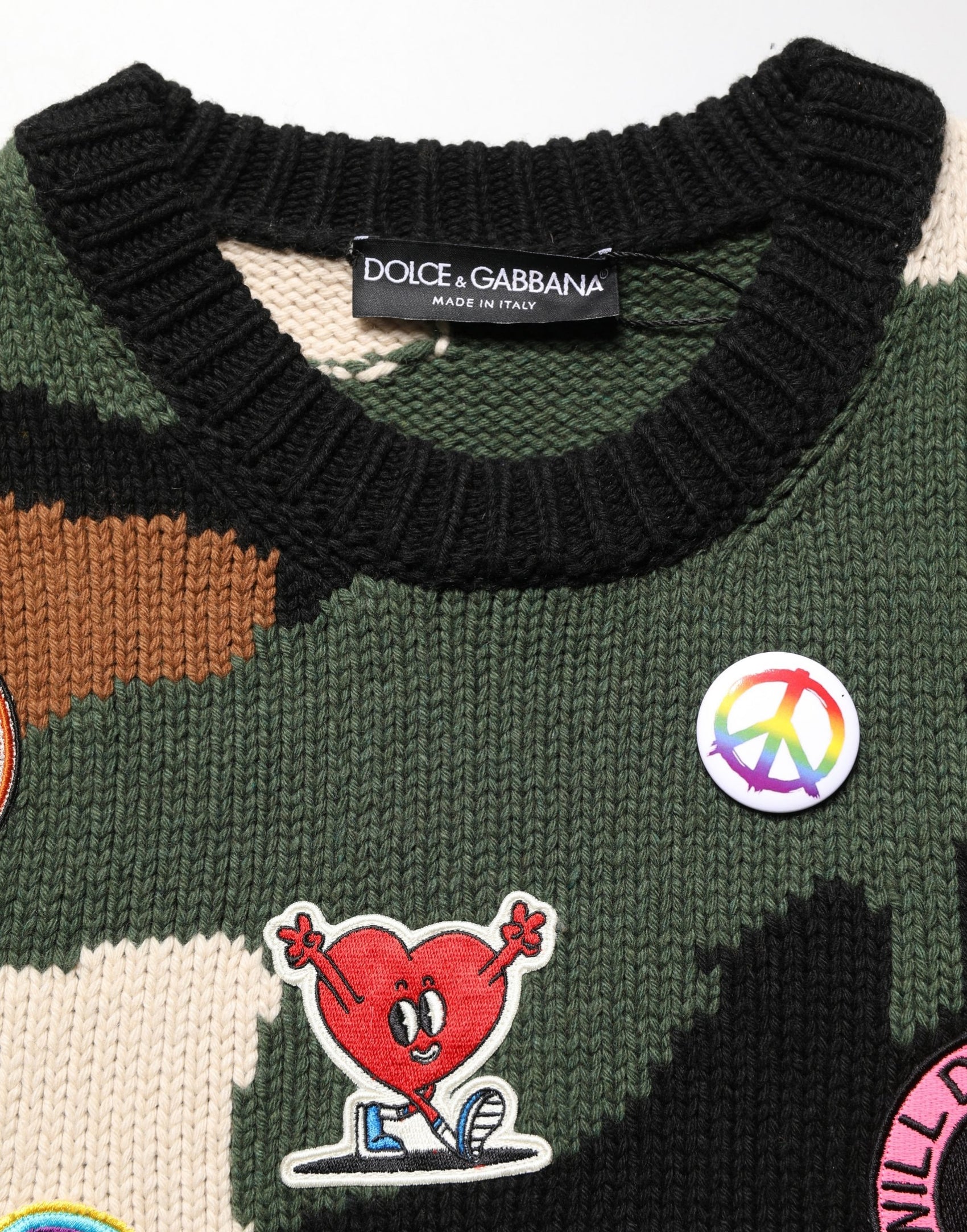 Dolce & Gabbana Multicolor Intarsia Knit Camouflage Pullover Sweater