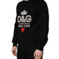 Dolce & Gabbana Black Embellished Cotton Sweatshirt Sweater