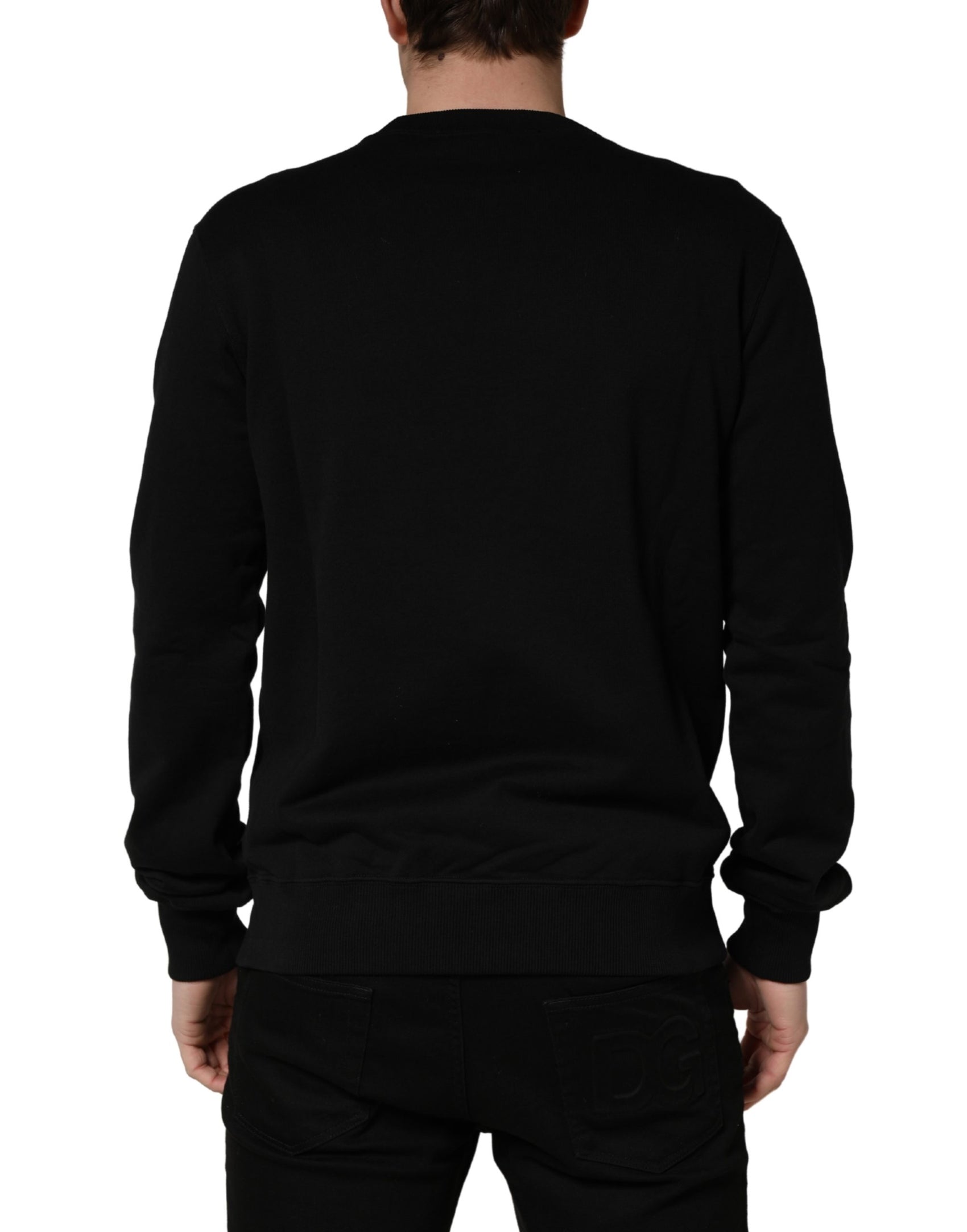 Dolce & Gabbana Black Embellished Cotton Sweatshirt Sweater