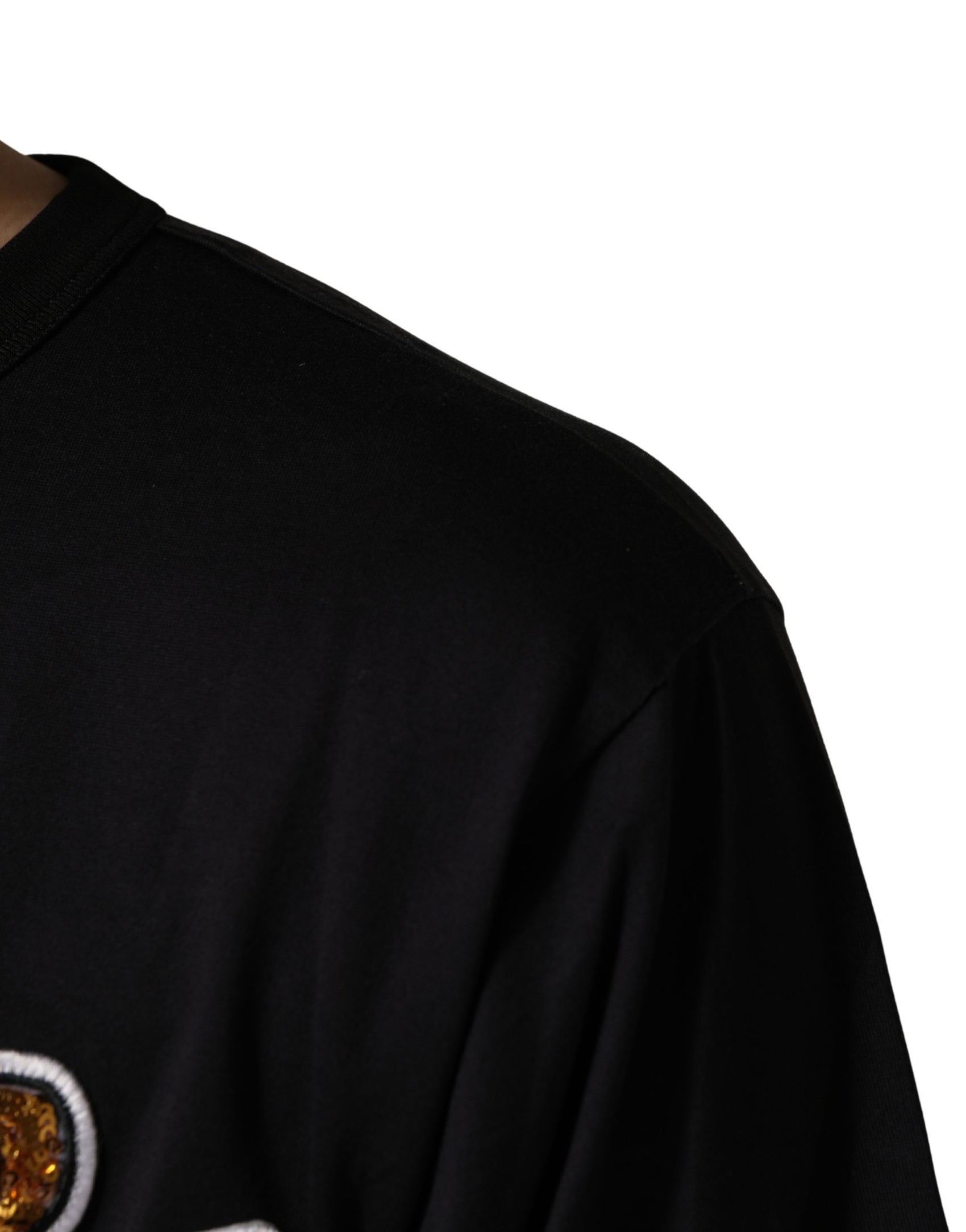 Dolce & Gabbana Black Angel Print Cotton Crew Neck T-shirt