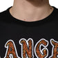 Dolce & Gabbana Black Angel Print Cotton Crew Neck T-shirt
