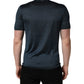 Dolce & Gabbana Dark Blue Silk Crew Neck Short Sleeve T-shirt