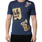 Dolce & Gabbana Navy Blue Cotton Graphic Crew Neck T-shirt