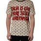 Dolce & Gabbana Beige Cotton Polka Dot Graphic Tee T-shirt