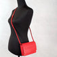 Burberry Hampshire Small Red Embossed Logo Smooth Leather Crossbody Bag