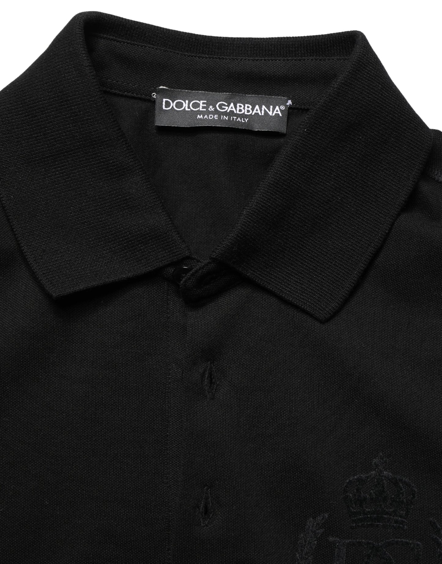 Dolce & Gabbana Black Cotton Collared Short Sleeves Men Polo T-shirt