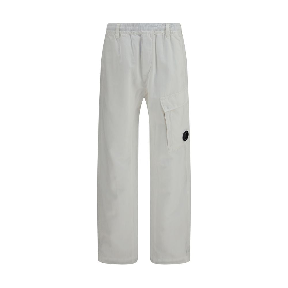 C.P. Company White Cotton Cargo Pants