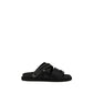 Moschino Black Calf Leather Bos Taurus Flat Sandals