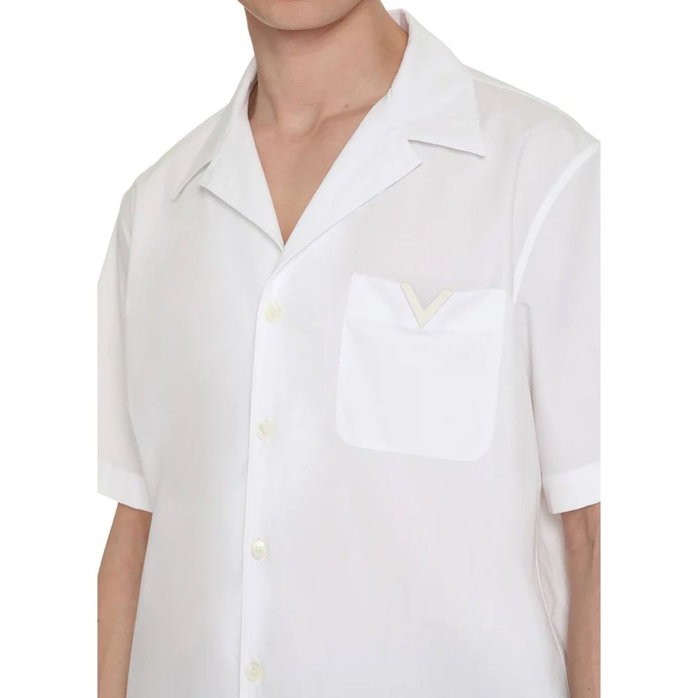 Valentino White Cotton Shortsleeve Shirt