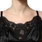 Dolce & Gabbana Black Silk Satin Lace Sleeveless Mini Dress