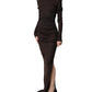 Dolce & Gabbana Brown Turtleneck Jersey Long Maxi Dress