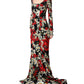 Dolce & Gabbana Black Floral Silk Long Sleeves Gown Dress