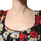 Dolce & Gabbana Black Floral Silk Long Sleeves Gown Dress