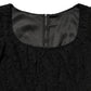 Dolce & Gabbana Black Lace Square Neck LongSleeve Maxi Dress