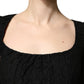 Dolce & Gabbana Black Lace Square Neck LongSleeve Maxi Dress