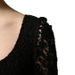 Dolce & Gabbana Black Lace Square Neck LongSleeve Maxi Dress
